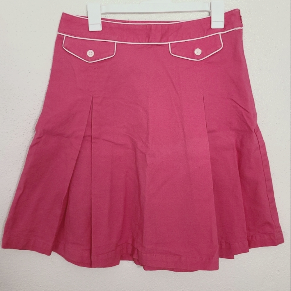 Isaac Mizrahi for Target Womens Skirt Pink White Trim Pleated Size 8